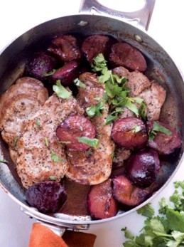 Pork with gingered plums