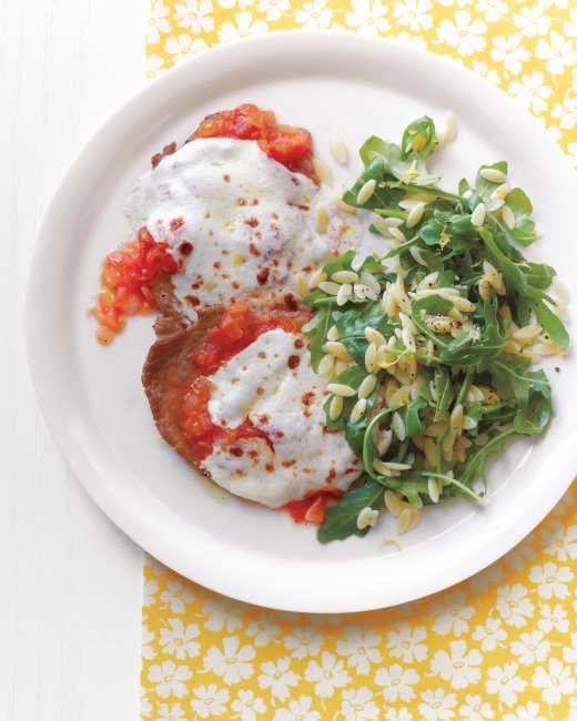 Pork with mozzarella and tomato
