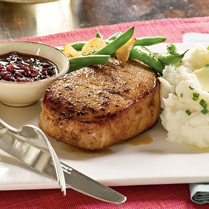 Pork with pomegranate pan sauce