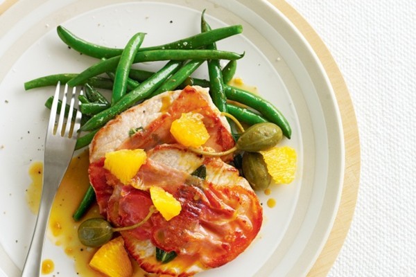 Pork with prosciutto, sage and orange