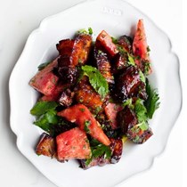 Pork with watermelon and mint