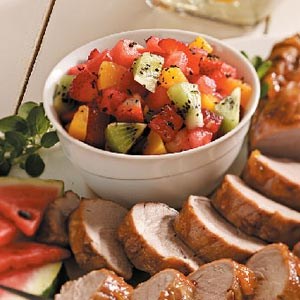 Pork with watermelon salsa