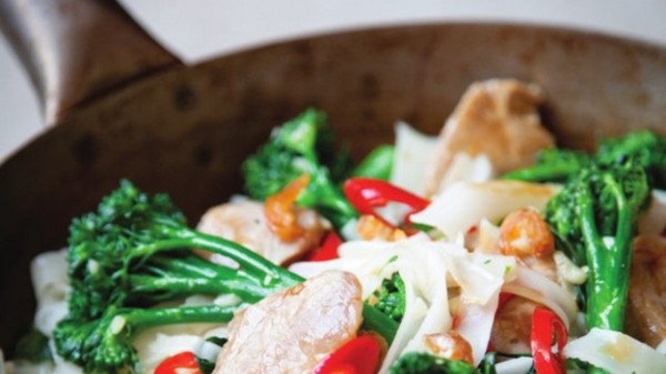 Pork with wide noodles