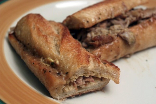 Porky French dip sandwiches