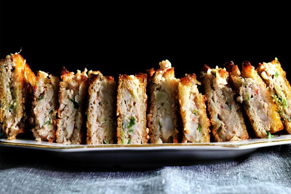 Porky, gingery shrimp toasts