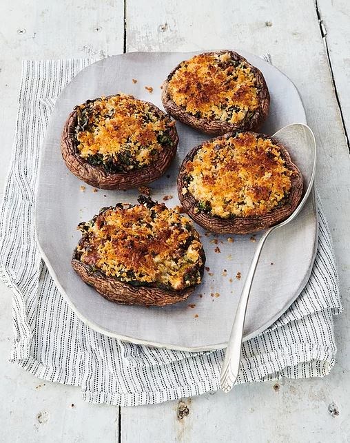 Portabello mushrooms with chard and feta