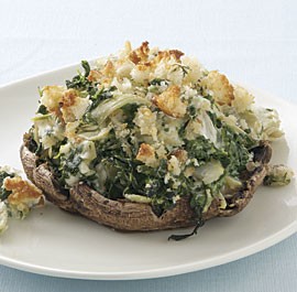 Portabello mushrooms with creamy spinach-artichoke filling