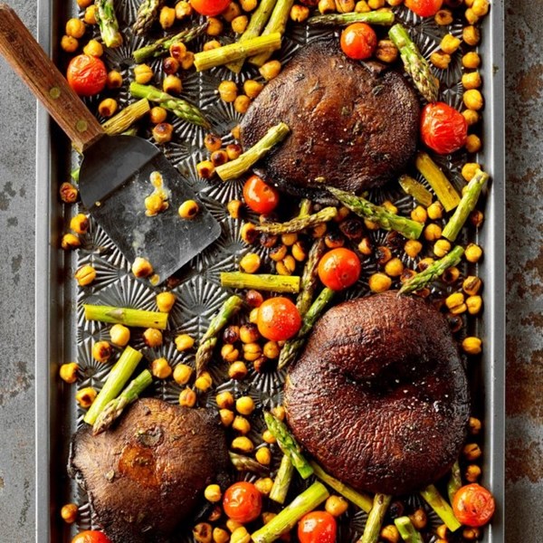Portobello & chickpea sheet-pan supper