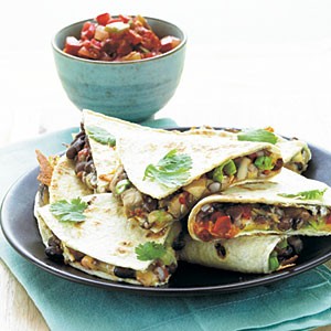 Portobello and black bean quesadillas