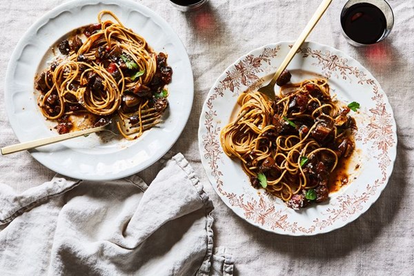 Portobello Bolognese pasta