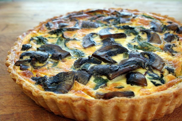 Portobello mushroom and kale quiche with cheddar shortcrust