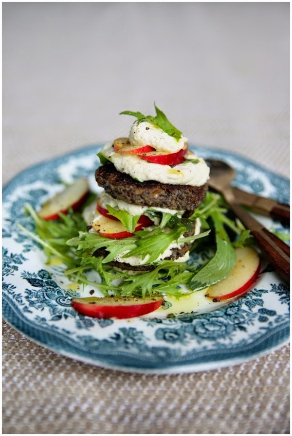 Portobello mushroom and lentil burgers