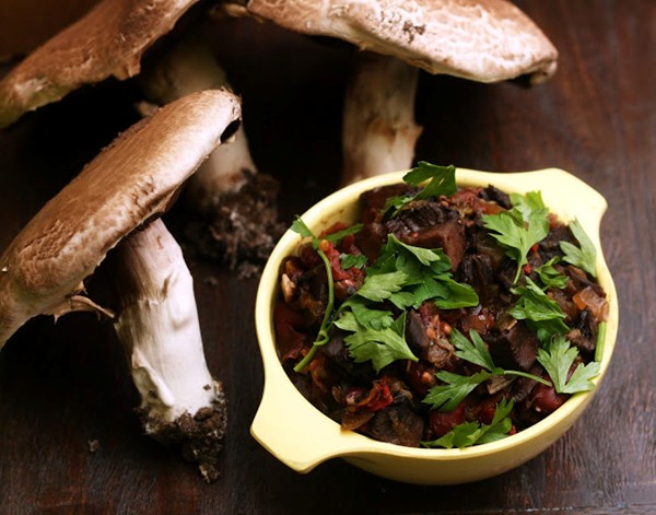 Portobello mushroom chili with okra and Hatch green chiles