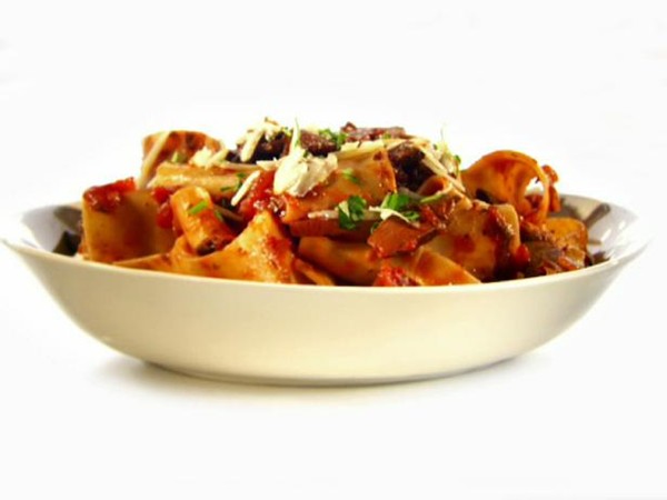 Portobello mushroom, hot & sweet pepper ragu with pappardelle