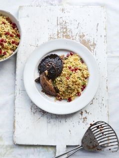 Portobello mushrooms with pomegranate couscous