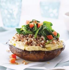 Portobello-quinoa stacks