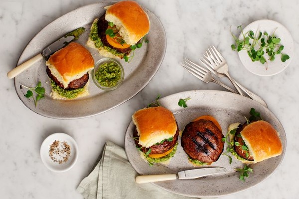 Portobello sliders with pepita pesto