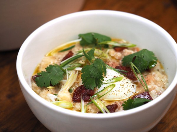 Portuguese garlic and cilantro bread soup (Açorda à alentejana)