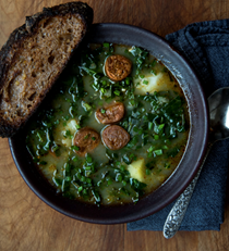 Portuguese green soup (Caldo verde)