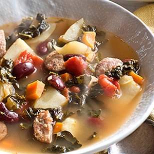 Portuguese kale & red bean soup (Caldo verde)