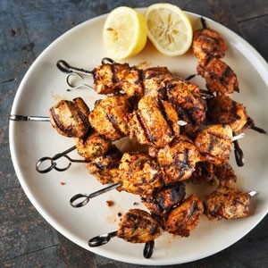 Portuguese-style barbecued chicken skewers
