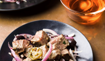 Portuguese-style beef with pickled onion and olives