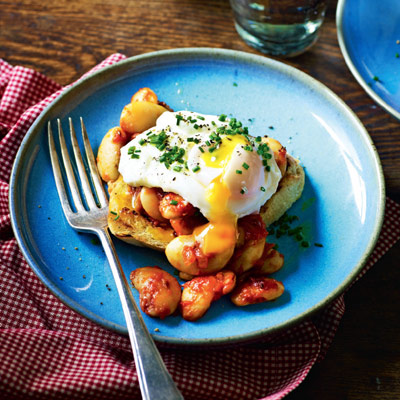 Posh eggs and beans on toast