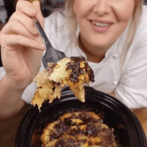 Posh orange chocolate brioche bread and butter pudding