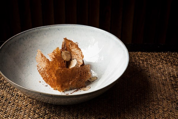 'Postcard from Yunnan' – chocolate fondant tart with banana and truffle