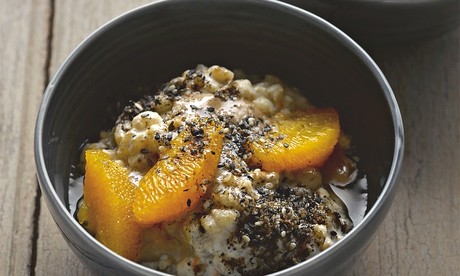 Pot barley, orange and sesame pudding