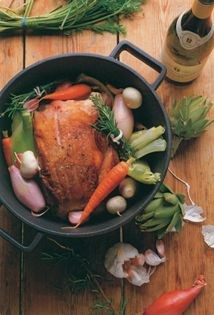 Pot leg of lamb with white wine & vegetables