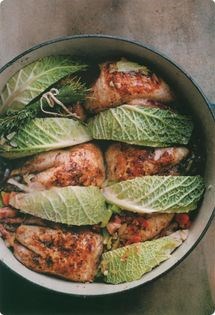 Pot partridges with Savoy cabbage & cider