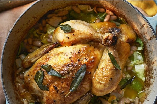 Pot-roast chicken in milk
