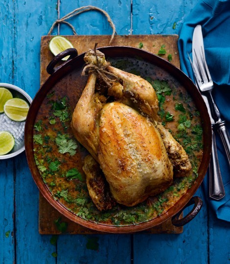 Pot-roast chicken in Thai curry sauce with citrussy jasmine rice