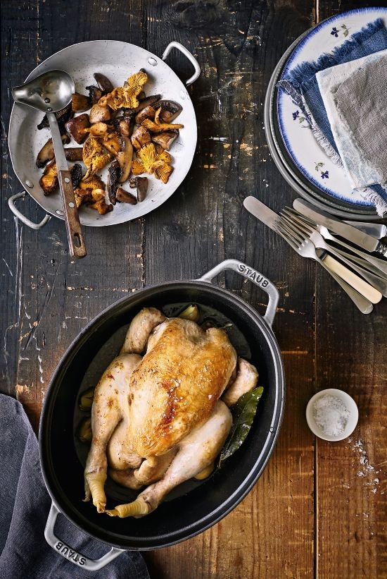Pot-roast chicken with wild mushrooms