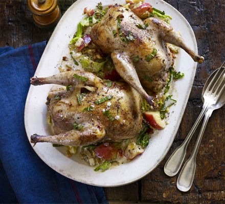Pot-roast pheasant with cider & bacon