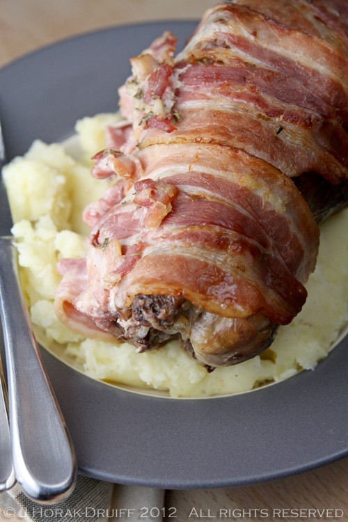 Pot-roast pheasant with pancetta, apples and a bread gravy