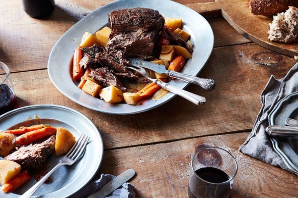 Pot roast with coffee and whiskey