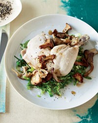 Pot-roasted chicken with mushrooms