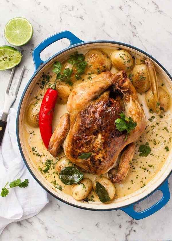 Pot roasted coconut chicken