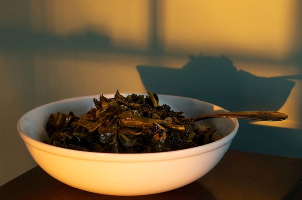 Pot-roasted collard greens