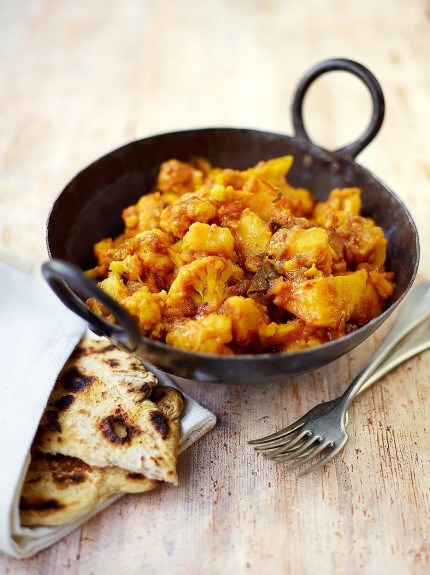 Potato & cauliflower curry with parathas