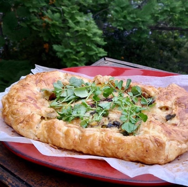 Potato & fontina tart with smoked eel