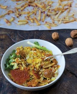 Potato + split pea khoresh (Khoresh-e qeymeh)