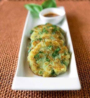 Potato and basil pancakes (Gamja jeon)
