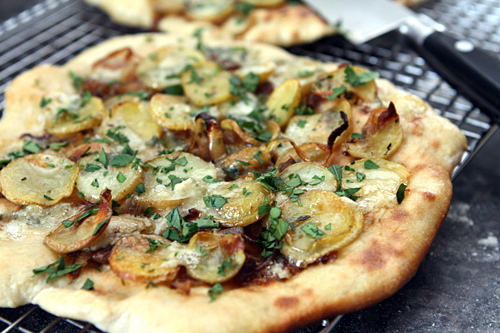 Potato and blue cheese pizza