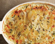 Potato and celery root gratin with leeks