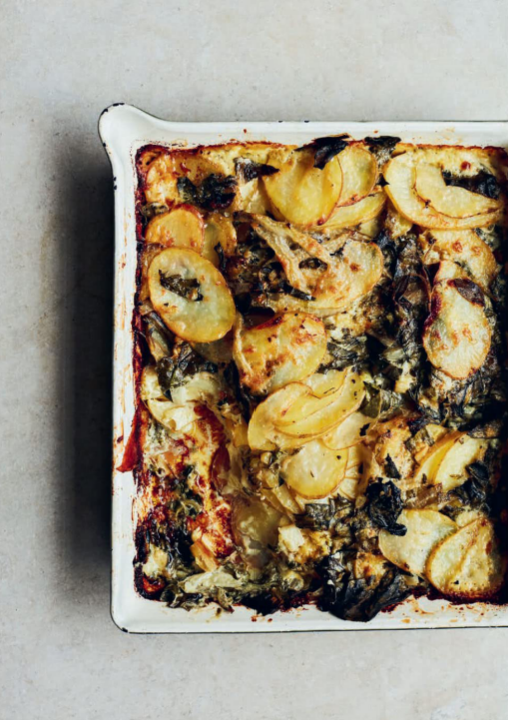 Potato and chard gratin