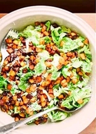 Potato and chorizo Caesar salad