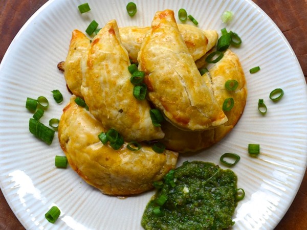 Potato and corn empanadas with aji